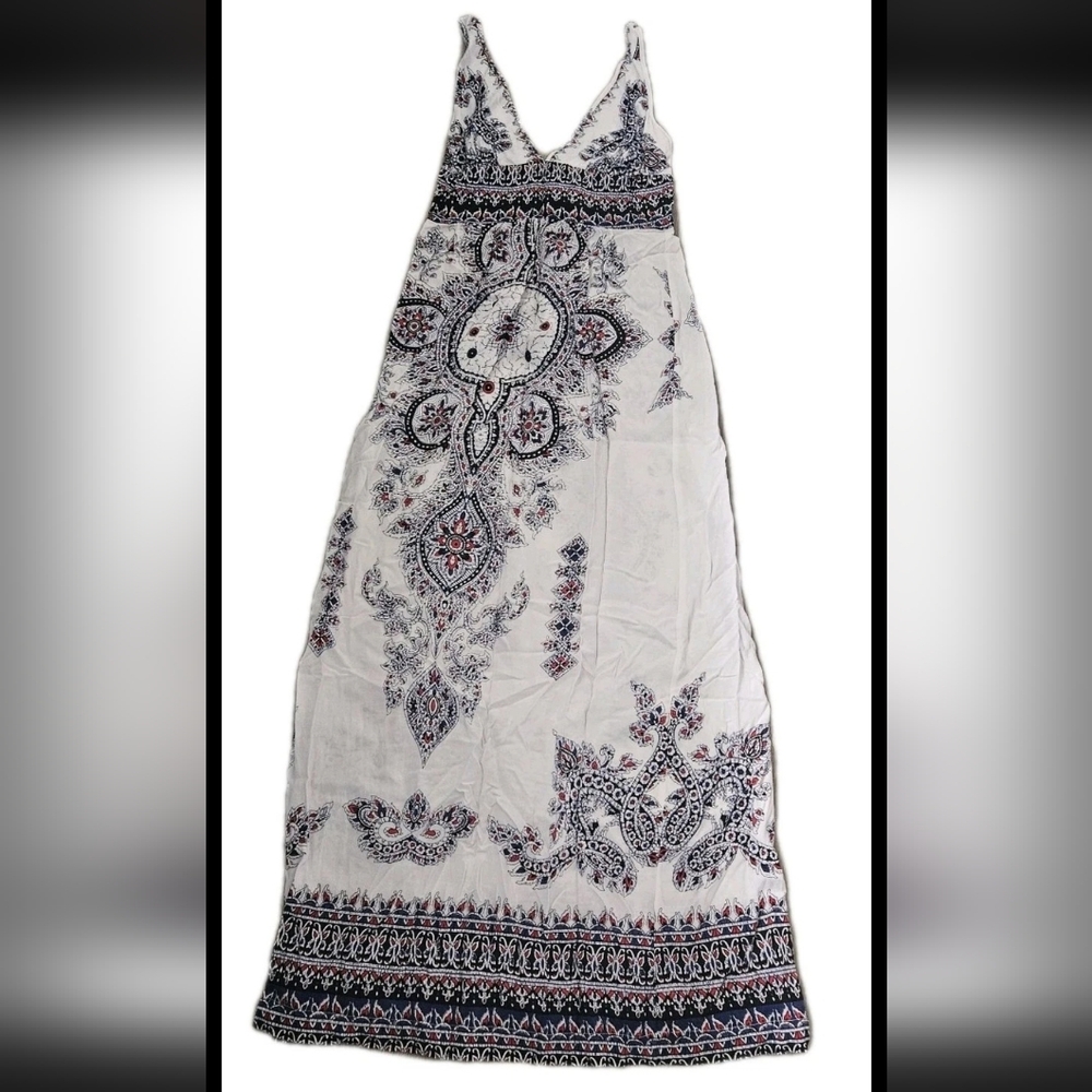Angie White,Red and Blue Bohemian Maxi Dress - Picture 3 of 4